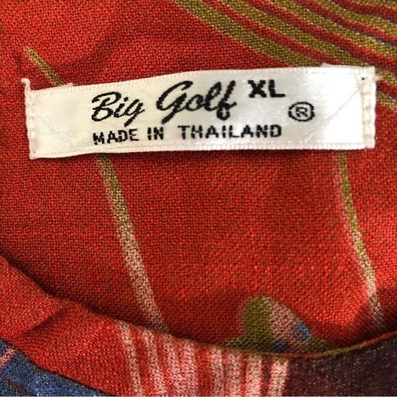 Vintage Floral Print Blouse Blue Red Tan Size Large - Picture 5 of 7